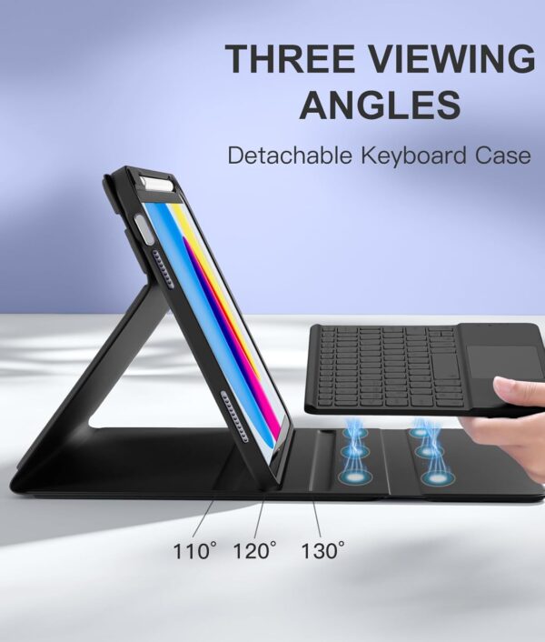 TouchPad Backlit Keyboard Case for iPad Air 2 3 4th 5th 6th Pro 10.5 2017 iPad 10th Gen 10.9 2022 10.2 7th 8th 9th 9.7 Pro 11 2024 Pro 11 2018-2022Custom Korean AZERTY Spanish Cover Shell Pen Slot - 图片 4