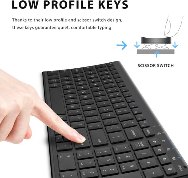 Bluetooth Keyboard, Keyboard USB-C Rechargeable Bluetooth 5.1 with Number iPad Ergonomic Design Full Size Stable Connection Keyboard for iPad, iPhone, Mac, iOS, Android, Windows - 图片 5