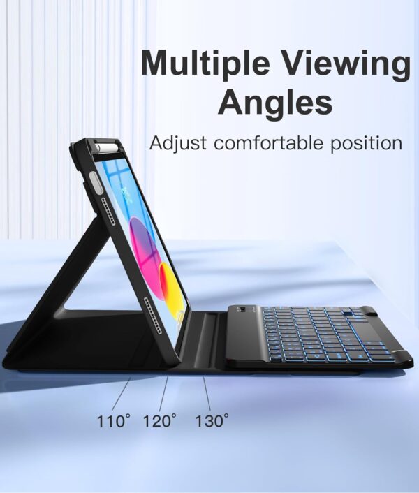 Backlit Keyboard Case for iPad 9.7 Air 2 3 4th 5th 6th iPad 10th Gen 10.9 2022 10.2 7th 8th 9th Pro 10.5 2017 Pro 11 2018-2022 Pro 11 2024 Custom Korean AZERTY Spanish Cover Shell Pen Slot - 图片 4