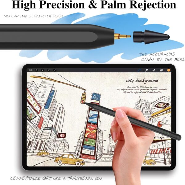 Stylus Pen for iPad10&9thGen 14Mins Faster Charge with Pencil Holder Palm Rejection Tilt Sensitivity for iPad Air11&13-inch M2 iPad Pro 11&13-inch M4 iPad 6-10th,iPad Pro 11 12.9 inch - 图片 4