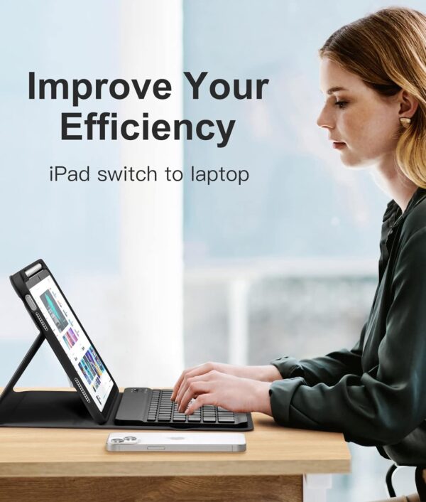 Backlit Keyboard Case for iPad 9.7 Air 2 3 4th 5th 6th iPad 10th Gen 10.9 2022 10.2 7th 8th 9th Pro 10.5 2017 Pro 11 2018-2022 Pro 11 2024 Custom Korean AZERTY Spanish Cover Shell Pen Slot - 图片 6