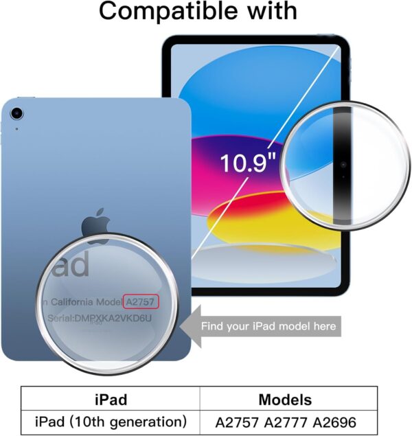 Rotate Case for iPad 10th 10.9 2022 Model 10th Generation with Pencil Holder 360 Degree Rotation Protective Stand Cover Clear Back - 图片 2