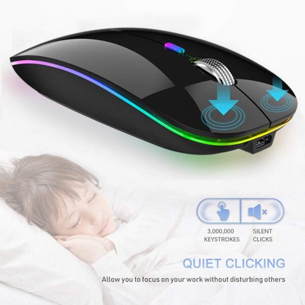 Wireless Bluetooth Mouse for Laptop,Rechargeable Mouse 2.4G USB Optical Wireless Mouse,LED Slim Dual Mode Bluetooth 5.0 and 2.4G Wireless Mouse for Laptop, PC, Mac OS,Android,Windows - 图片 2