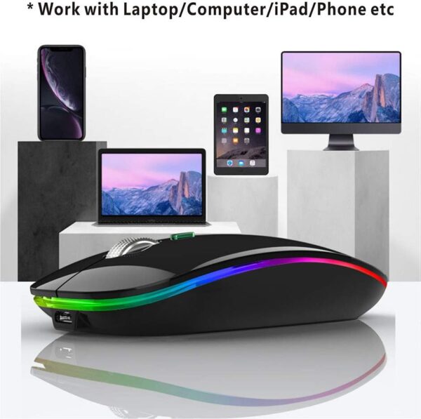 Wireless Bluetooth Mouse for Laptop,Rechargeable Mouse 2.4G USB Optical Wireless Mouse,LED Slim Dual Mode Bluetooth 5.0 and 2.4G Wireless Mouse for Laptop, PC, Mac OS,Android,Windows - 图片 5